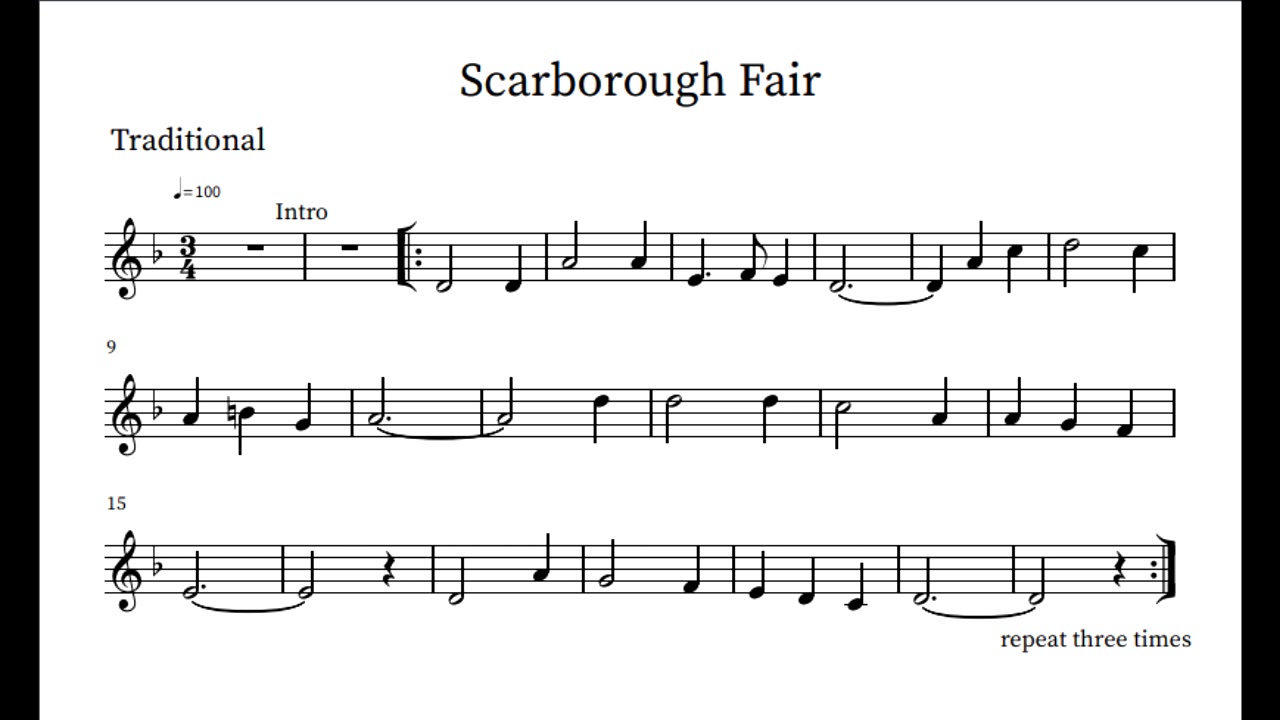 Scarborough Fair (Violin/Recorder) - Sheet Music Play-Along