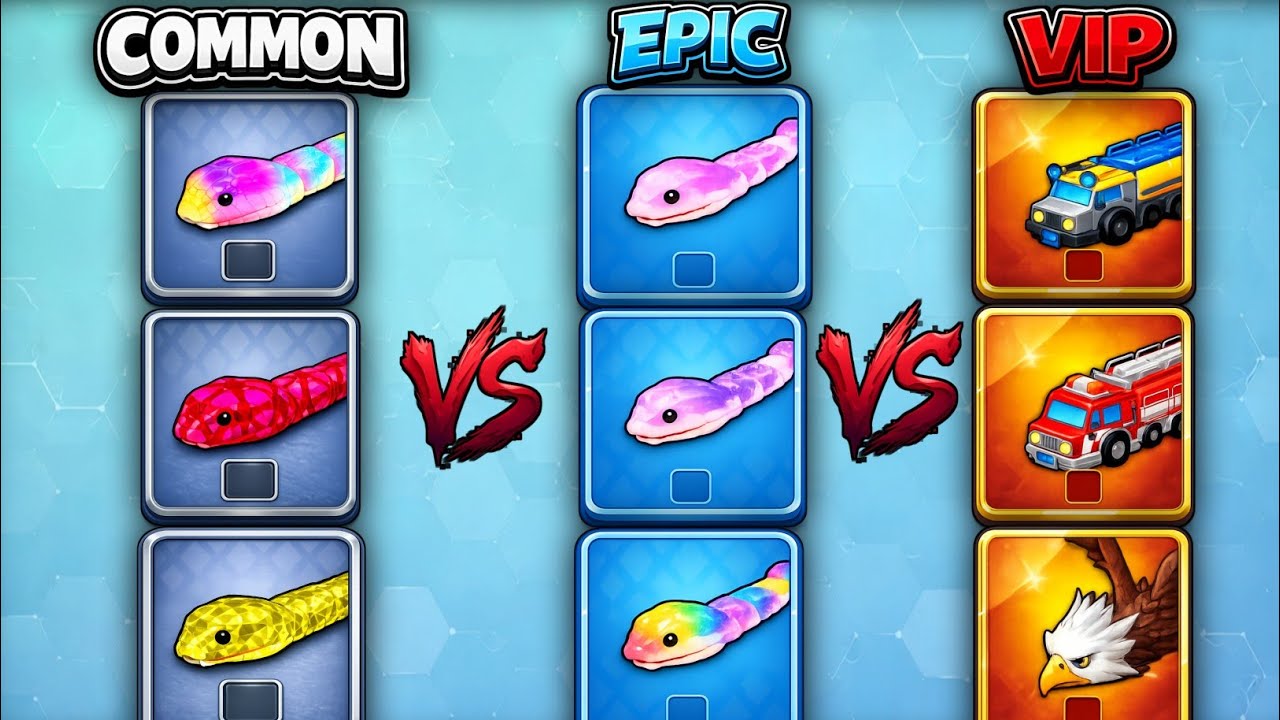 😱Snake Clash IO— COMMON🆚EPIC🆚VIP ! MAX LEVEL Skin Comparison! Which Snake Is Actually Better?🔥#196