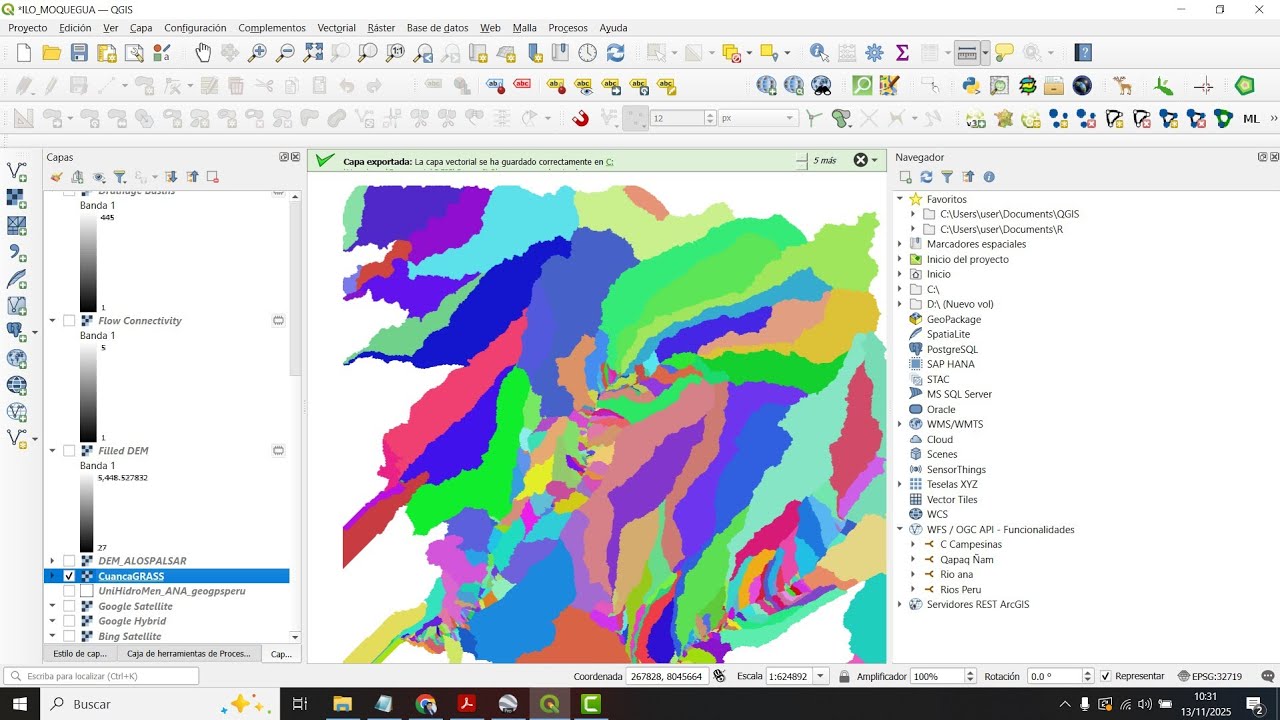 DELIMITAR CUENCA EN QGIS.. con algoritmos de GrassGIS y SagaGIS
