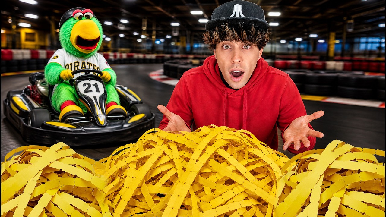 I Bet ALL Of My Arcade Tickets On A Mascot Go-Kart Race!