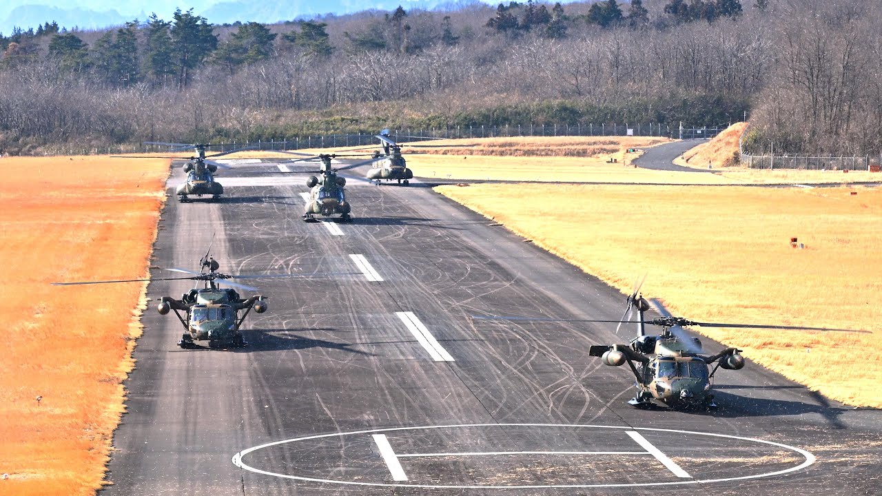【前編】陸上自衛隊 年初飛行 空撮 第12ヘリコプター隊 相馬原  UH60 CH47  japan self-defence forces