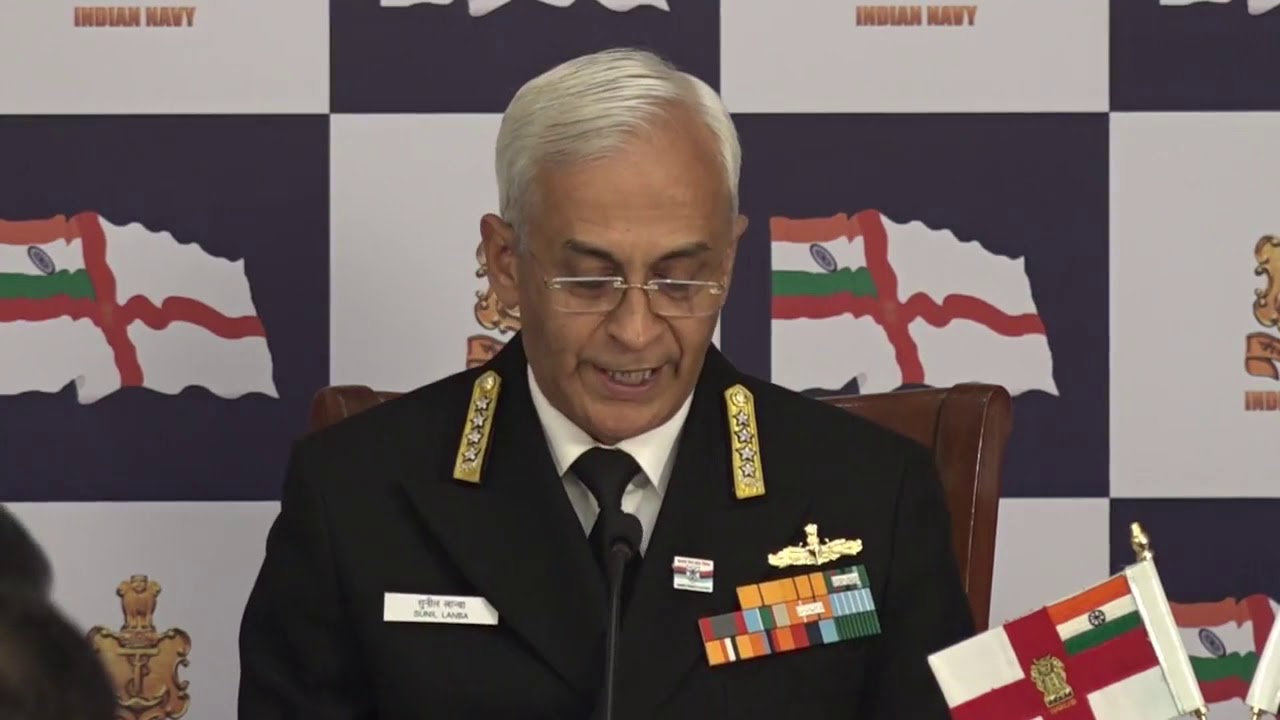 22 Feb 18 - Admiral Sunill Lanba CNS addressing the media during Navy Day Annual Press Conference