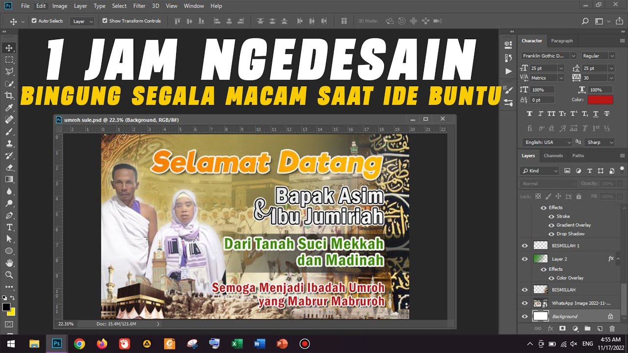 NGEDESAIN 1 JAM TANPA POTONG, TANPA PERCEPAT DURASI II Photoshop CC 2018
