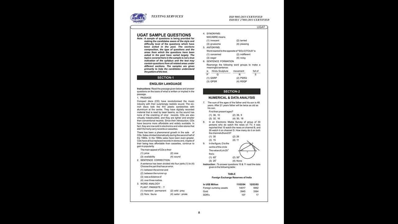 ATMA UGAT Answer Key 2022 ~ Sample Papers Check NOW***