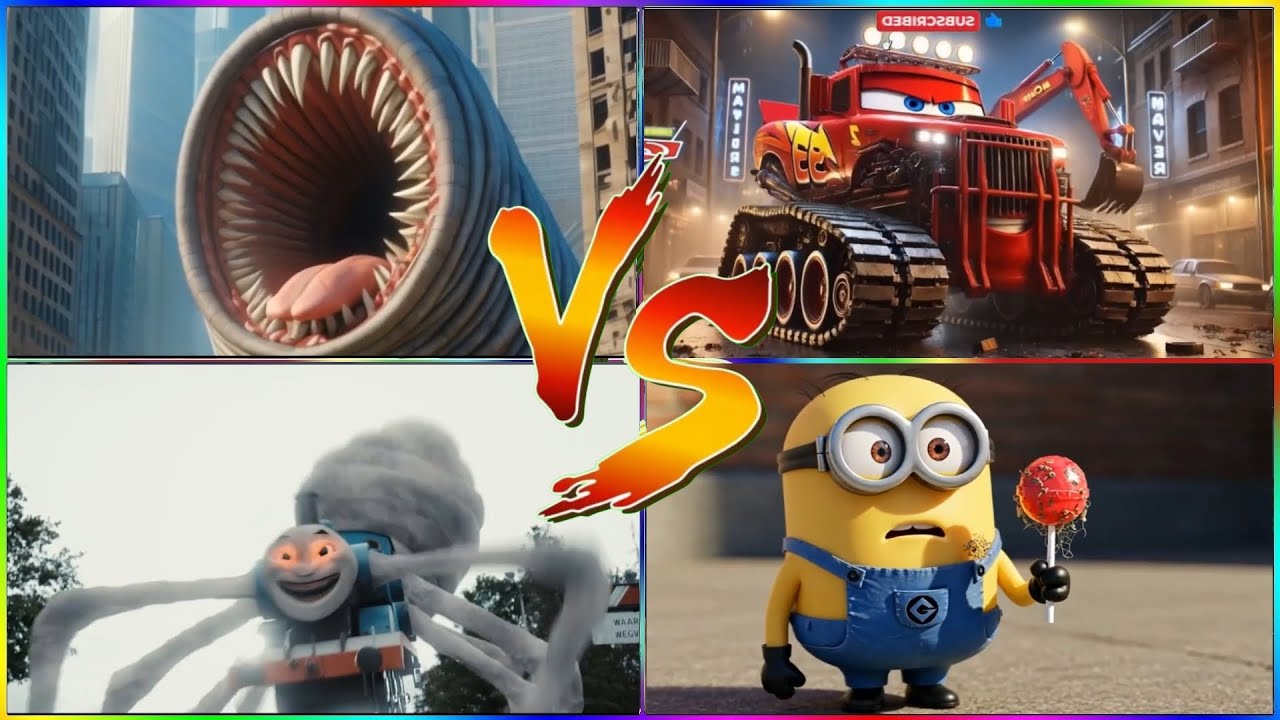 ❓🏆 WHO WINS?! 😱💥 | 🔴 CURSED THOMAS 🆚 🟡 MCQUEEN EXCAVATOR MONSTER 🆚 🔵 MINIONS.EXE 🆚 🟢 EROSIAN WORM 🔥👹