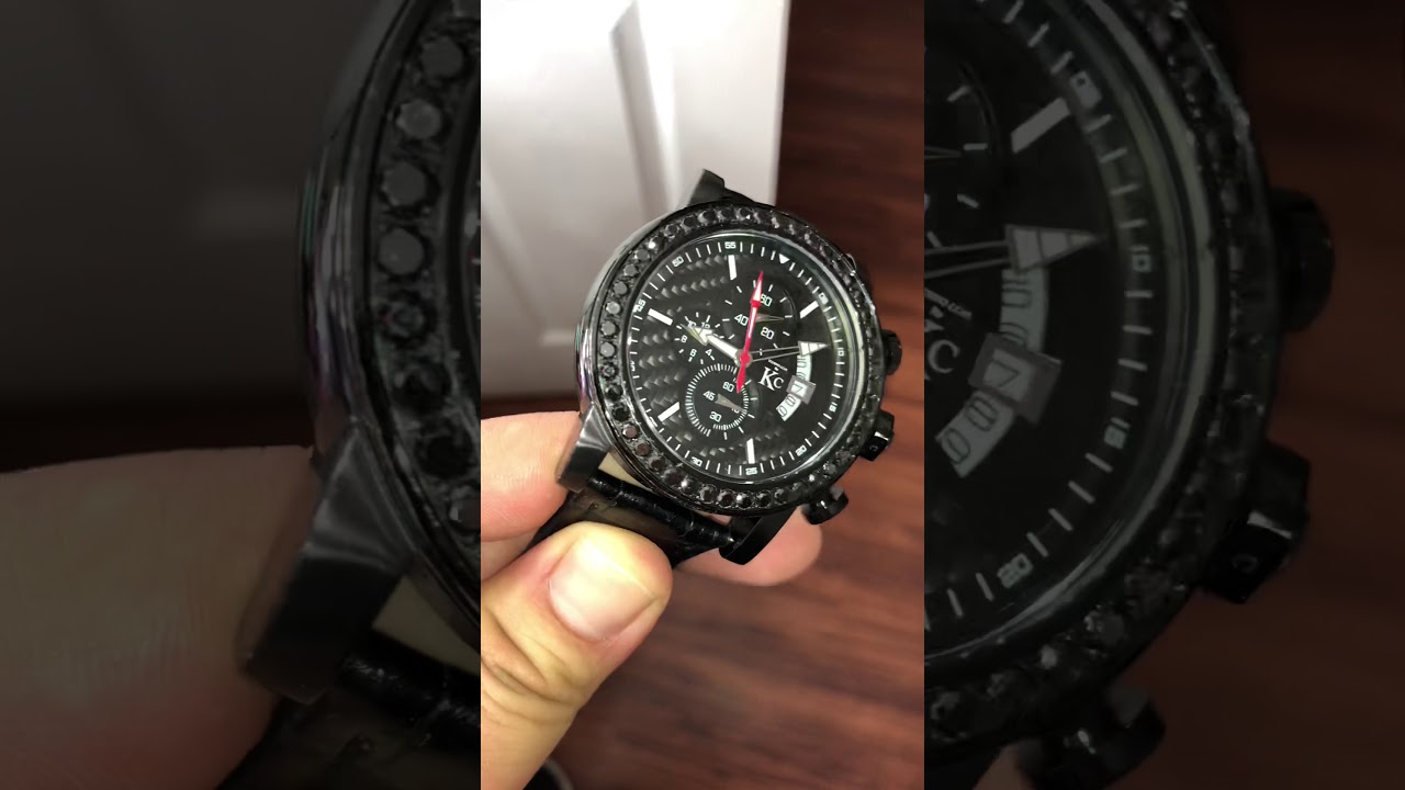 Men&rsquo;s Techno Com By KC Black Diamond watch 4.00 Carats