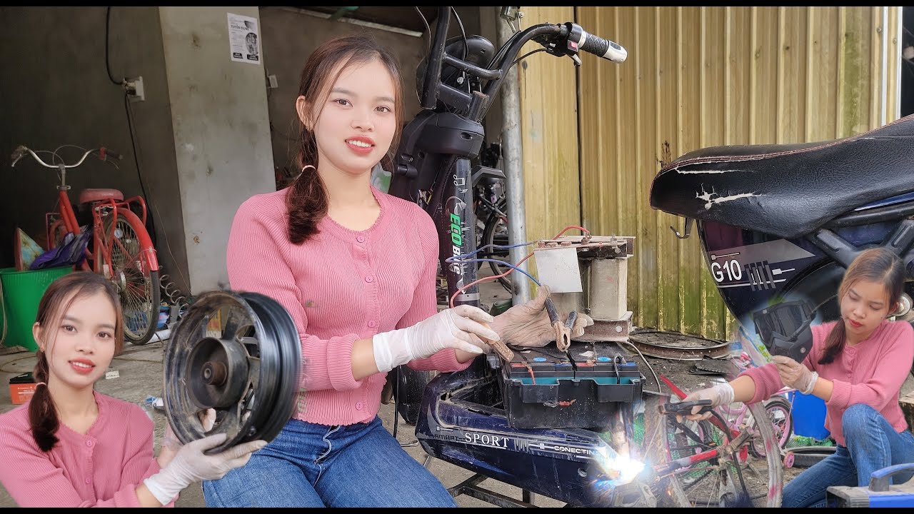 Motorcycle repair. Join the girl to repair and restore the dead battery and visit her farm