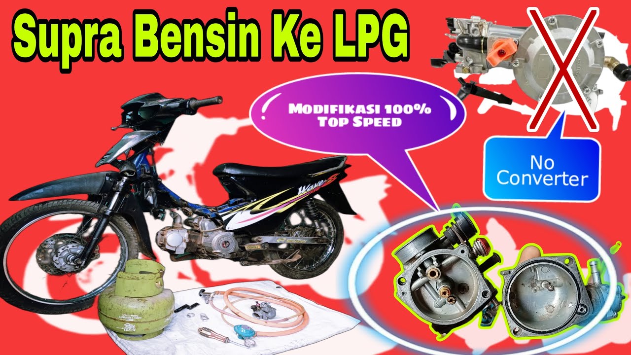 Tutorial Motor supra modifikasi bahan bakar Ke Gas LPG ! No konventer ! auto Top speed