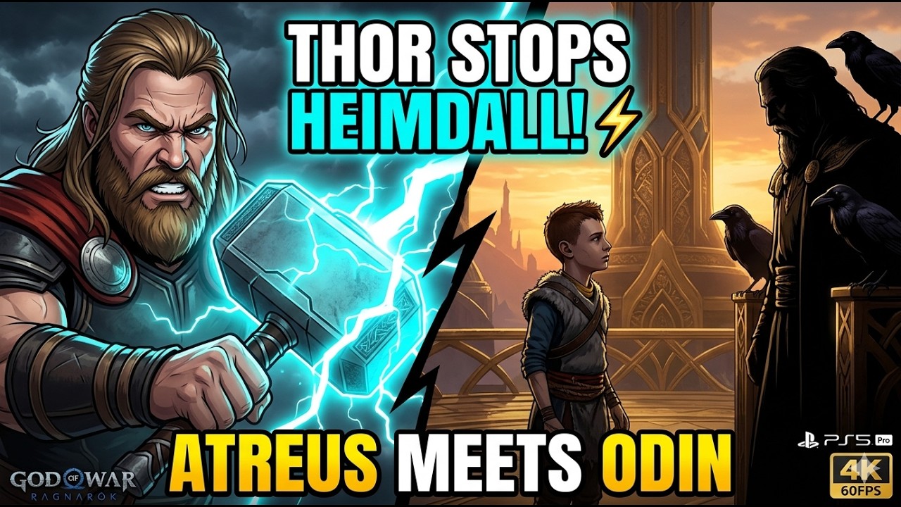 Thor PROTECTS Atreus from Heimdall! ⚡ God of War Ragnarök Meeting Odin Scene | PS5 4K 60FPS
