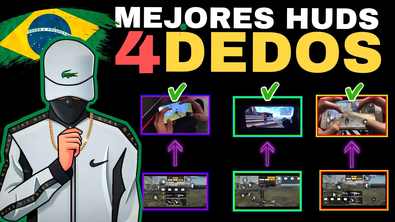✅Los Mejores👑 Custom Hud✨ Brasileños🇧🇷 A 4 Dedos En Free Fire Para Celular📱 En 2022🎉
