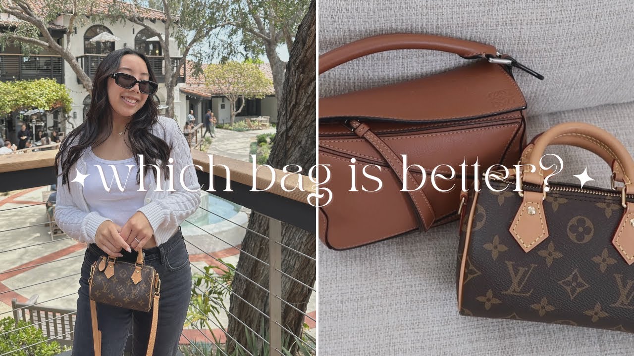 louis vuitton nano speedy or loewe mini puzzle bag | full comparison, what fits inside, etc.