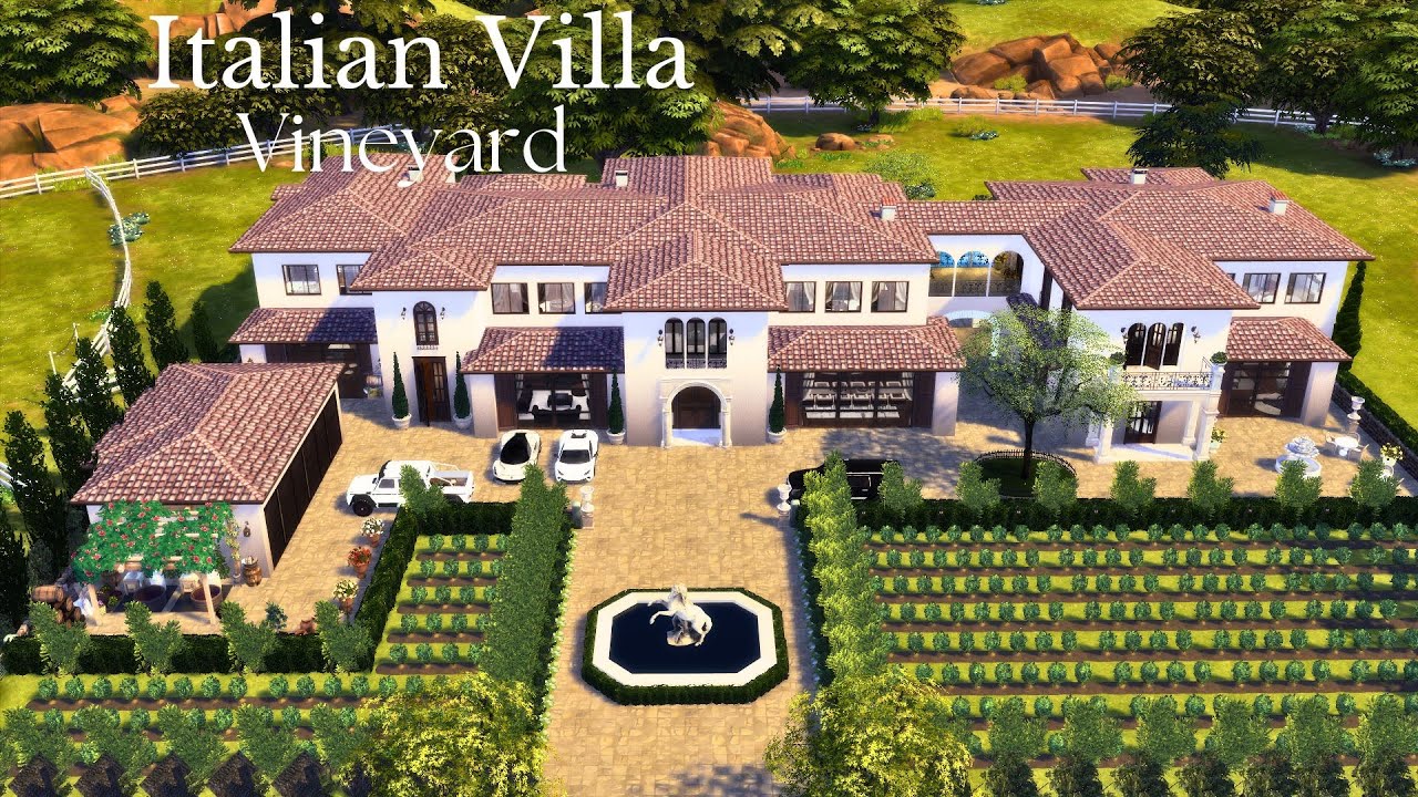 Italian Villa Vineyard || Sims 4 || House Tour || CC build (TRAY+CC+LINKS)