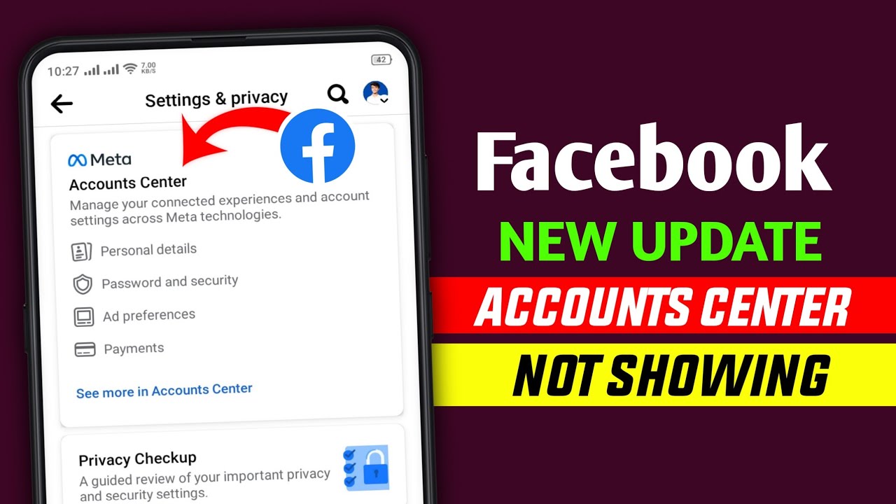 Facebook new update | Facebook Accounts center update | Accounts center not showing