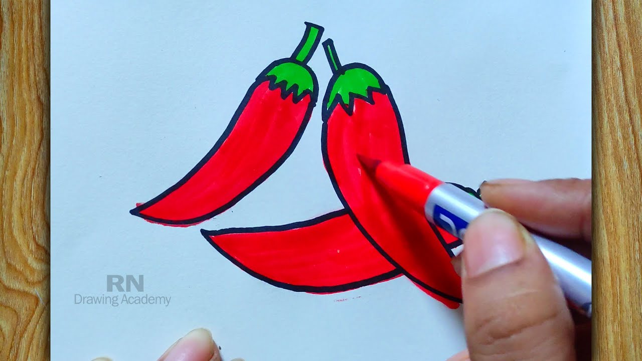 HOW TO DRAW RED CHILI EASY STEP BY STEP