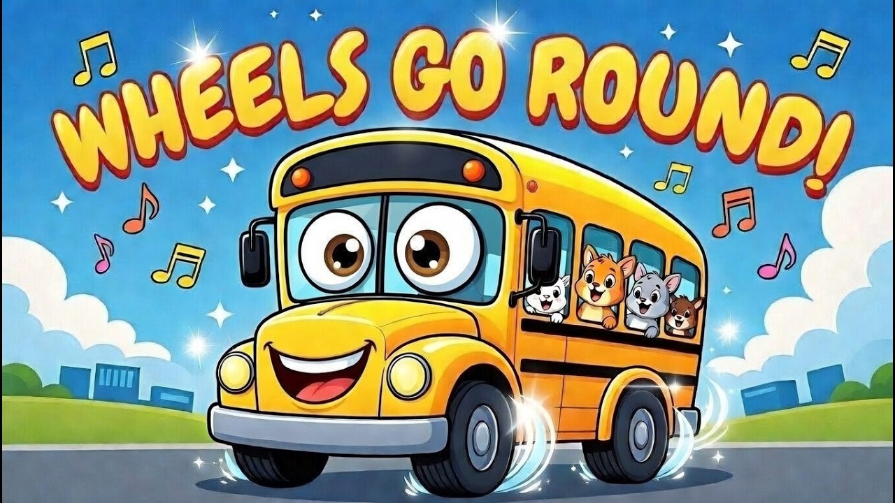 Wheels Go ROUND & ROUND!  Wheels on the Bus Go Round and Round🚌🎶✨ | Sing Along Nursery Rhymes