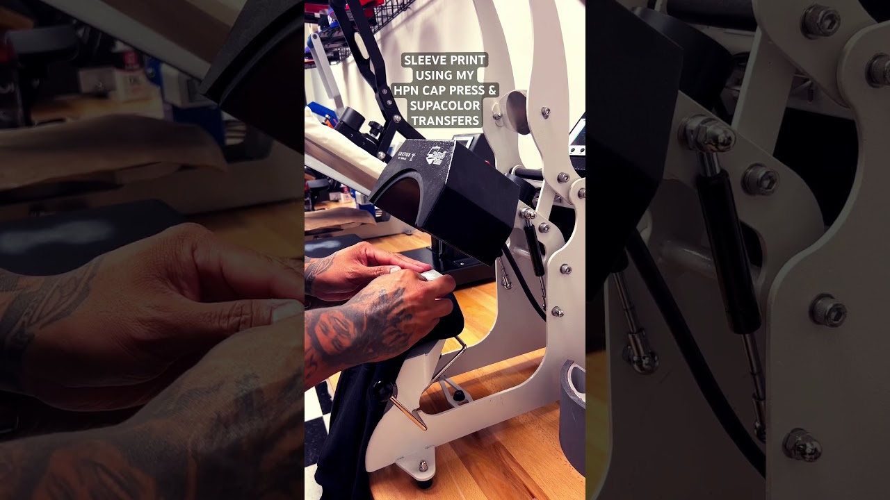 Pressing on sleeves using a cap press #heatpress #diy #tshirts