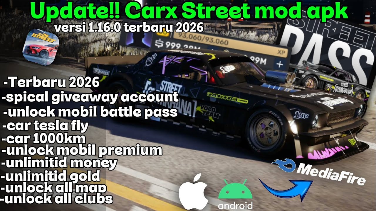 📌 UPDATE!!! CARXSTREET MOD APK VERSI TERBARU 1.16.0 2026 UNLIMITED MONEY 🔥📌