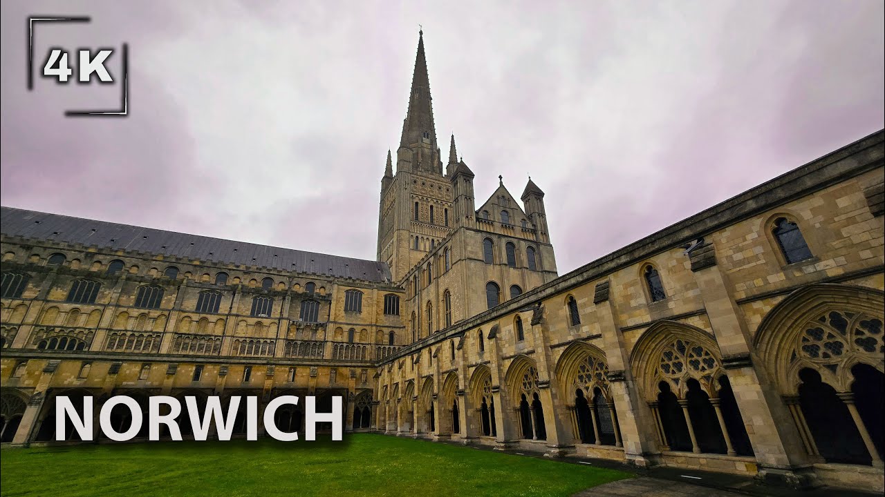 Discover Medieval City of Norwich, England: City Centre and Cathedral | 4K  60FPS