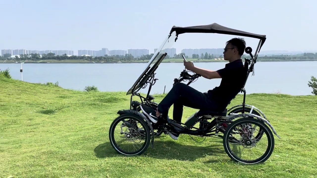TrikExplor Electric Upright Seat recumbent Quad with Fairing and Roof Commuting Version H420E