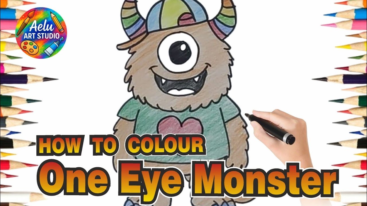 How to Colour One Eye Monster | Easy Monster Coloring for Kids & Beginners 