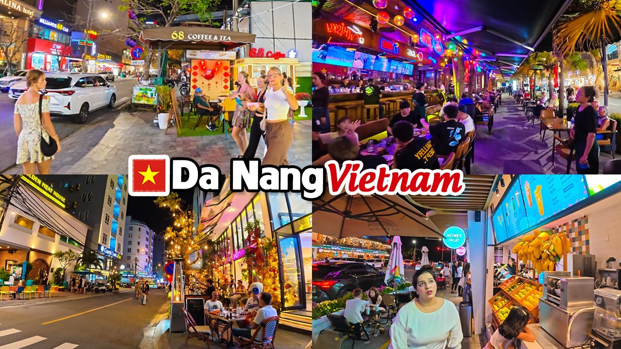 DA NANG VIETNAM Beautiful Night Streets Fun Atmosphere & Chill Vibes at An Thuong Tourist Streets