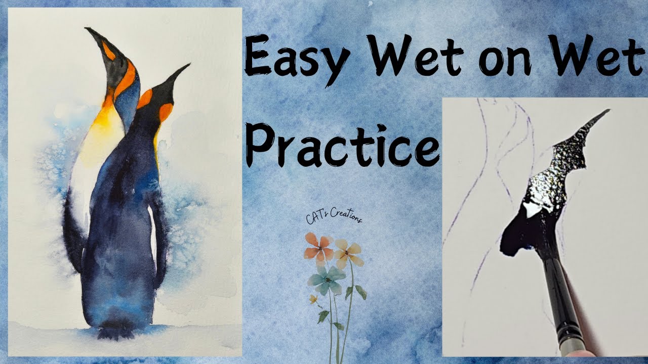 Watercolor Penguins Using the Wet on Wet Technique