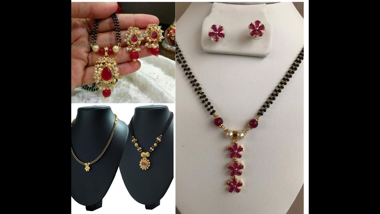 Latest Light Weight Traditional Black beads and Gold Mangalsutra Designs