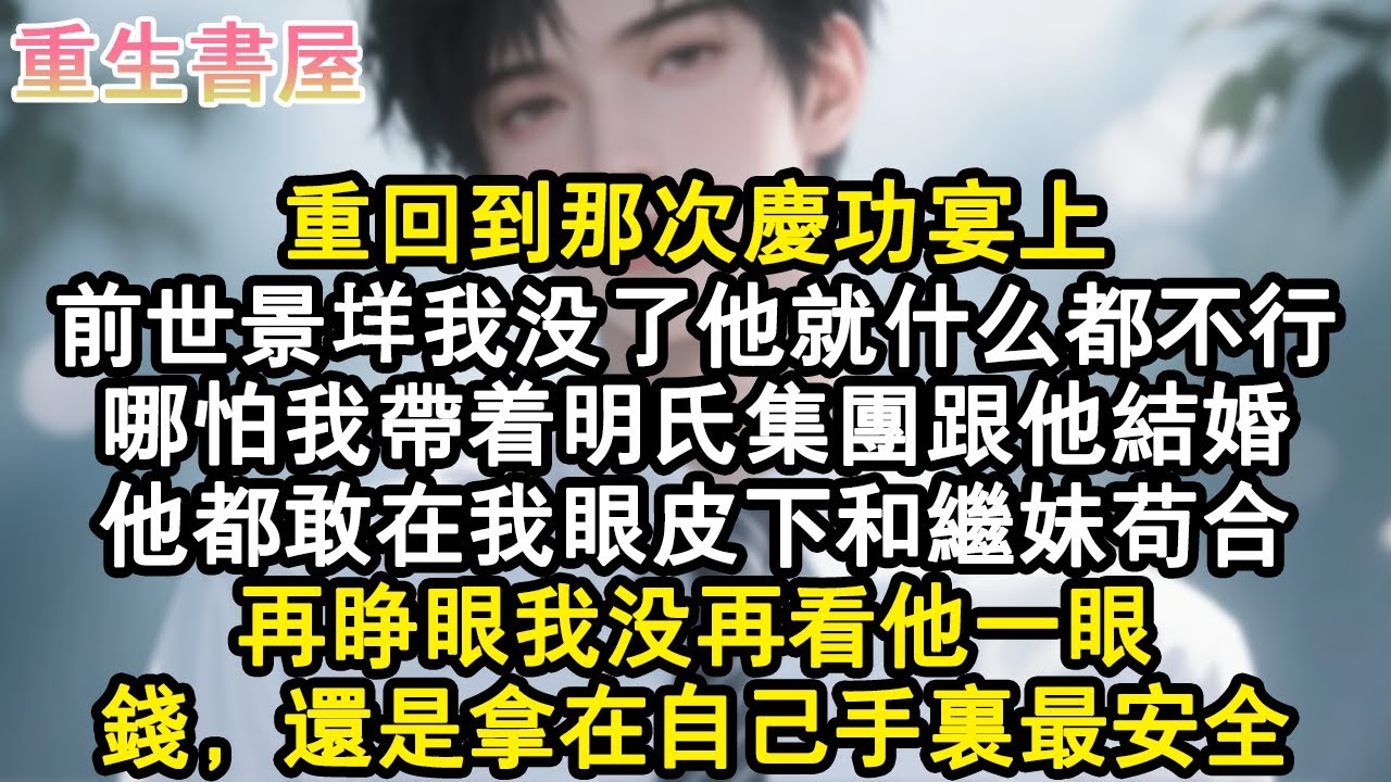 【重生爽文】重回到那次慶功宴上。前世景垟我沒了他就什麼都不行，哪怕我帶著明氏集團跟他結婚，他都敢在我眼皮下和繼妹苟合。再睜眼我沒再看他一眼，錢，還是拿在自己手裏最安全。#小說 #重生故事 #爽文