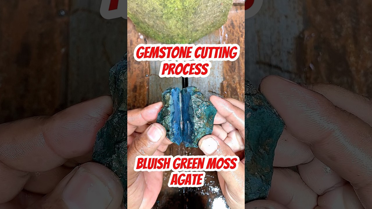 Bluisht Green Moss Agate Gemstone | Cutting Process 