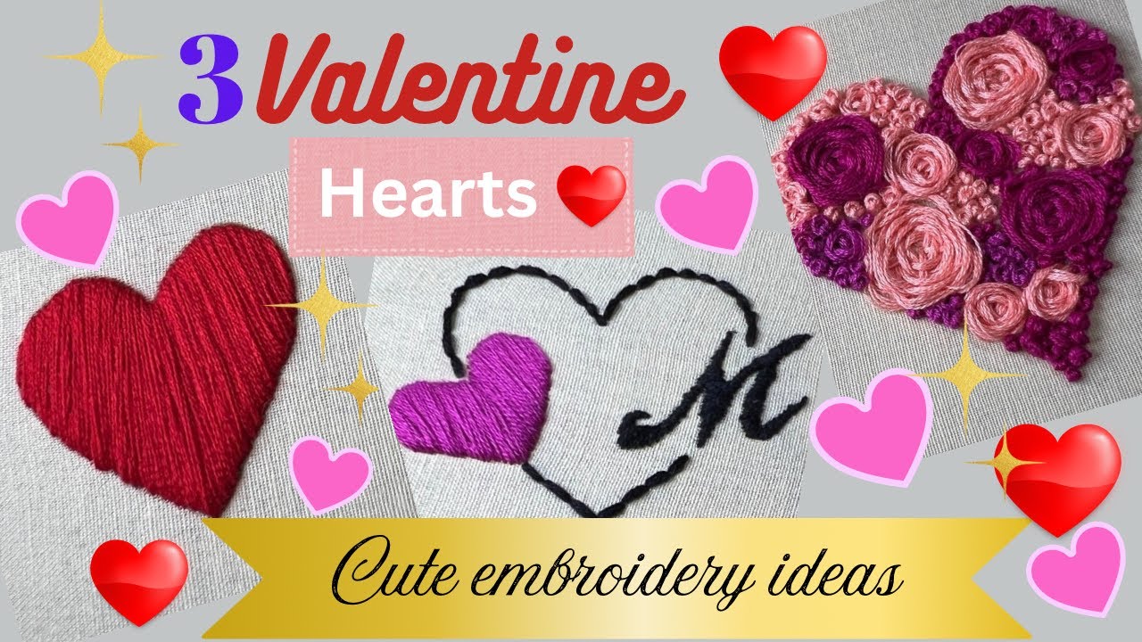 3 Cute & Elegant Valentine EmbroideryDesigns 🌸💖#embroidery 