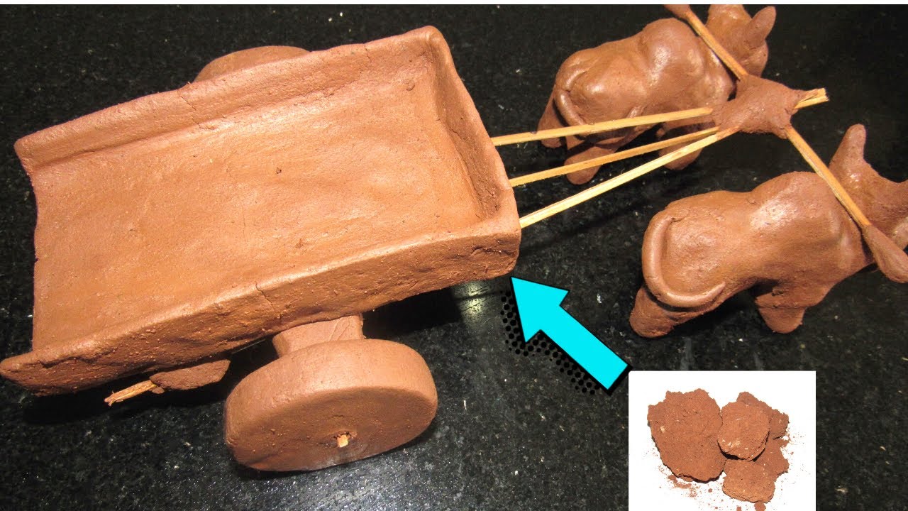 How to make Bullock cart with clay | Bullock cart with Clay | बैलगाड़ी घर पर कैसे बनाएं | bail gadi