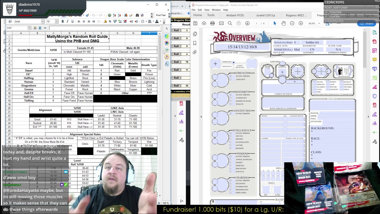 D&D 5E Character Creation: Half-Elf Warlock (Archfey/Blade) 4 - "Sarge"