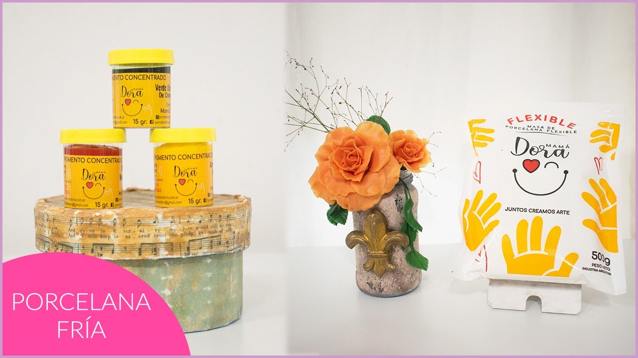 Paso a paso: modelado ROSA Y HOJAS en Porcelana Fría / Mamá Dora Productos - elarcademeyde