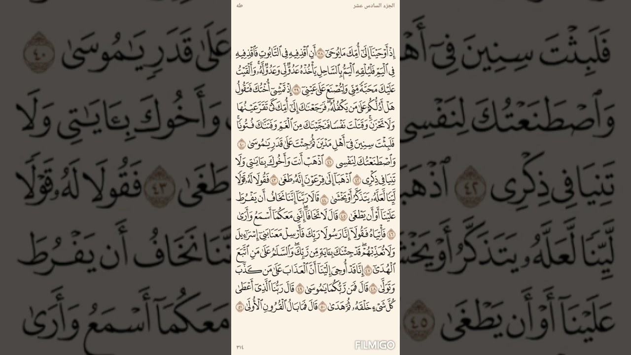 تفسير السعدي صفحة 314 سورة طه   (38) الى الاية (51)