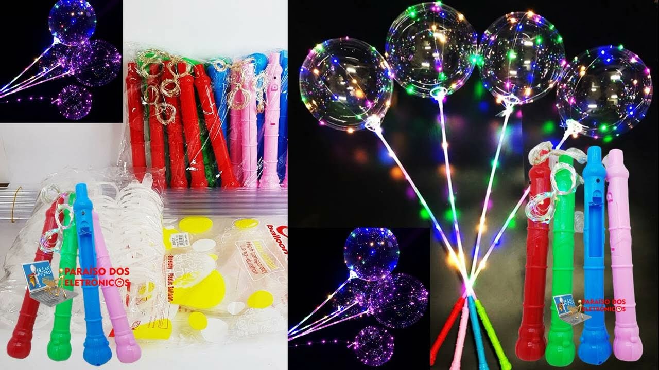 Balão Bobo Bolha 4 Cor LEDs Luz Iluminação brilhante Pisca-pisca Suporte Mão Para Decorações TB-1272