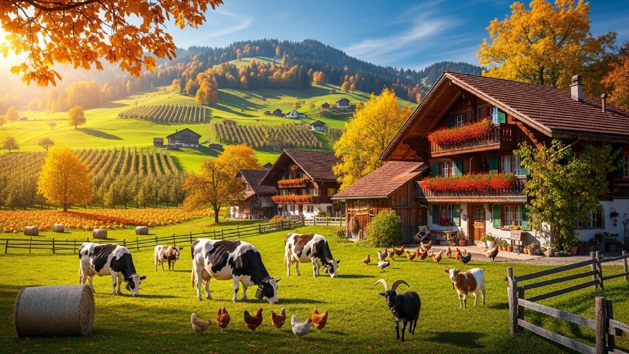 Slow Living in a Swiss Autumn Village | Farm Life with Relaxing Piano & Nature Sounds