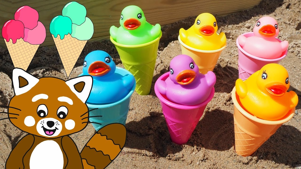 Lek och lär dig färger med Pukkins - Rolig lek med glassar - Lek med oss