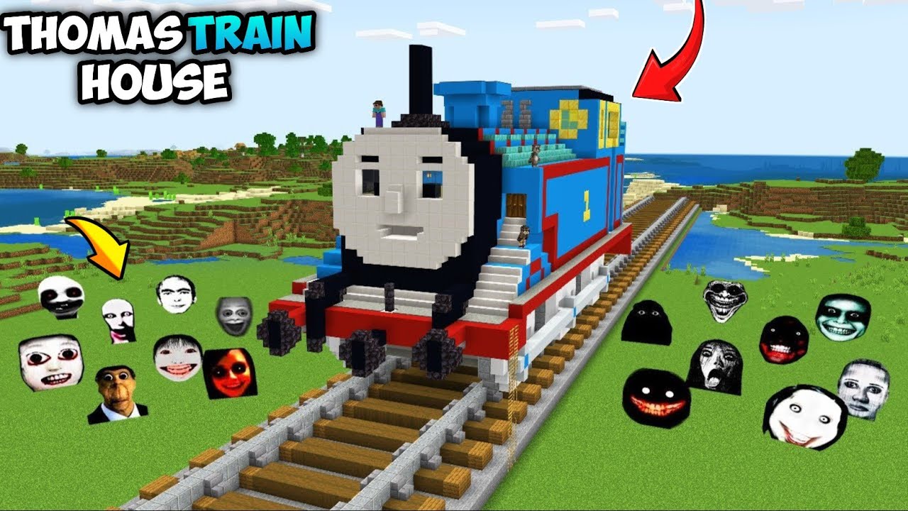SURVIVING FROM THOMAS TRAIN 😱 HOUSE WITH 100 NEXTBOTS in Minecraft - Gameplay - Coffin Meme