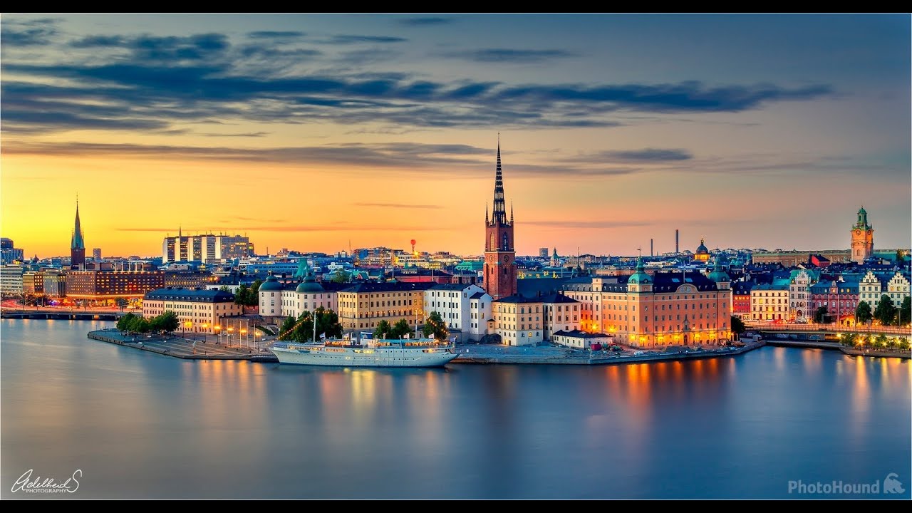 Beautiful panorama of Stockholm. Monteliusvägen in Stockholm, Sweden.