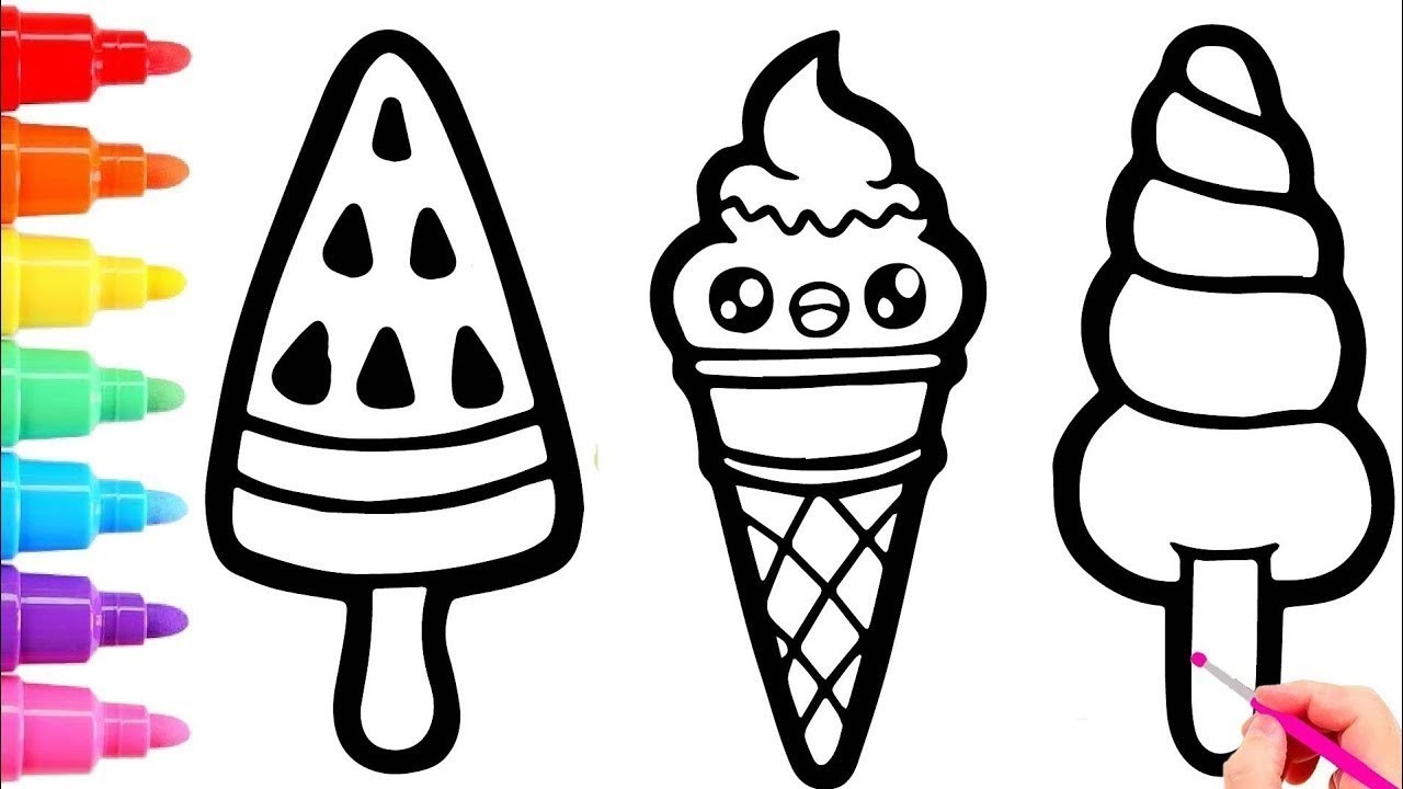 Ice Cream Drawing Painting Coloring For kids And Toddlers Easy Kids Arts 