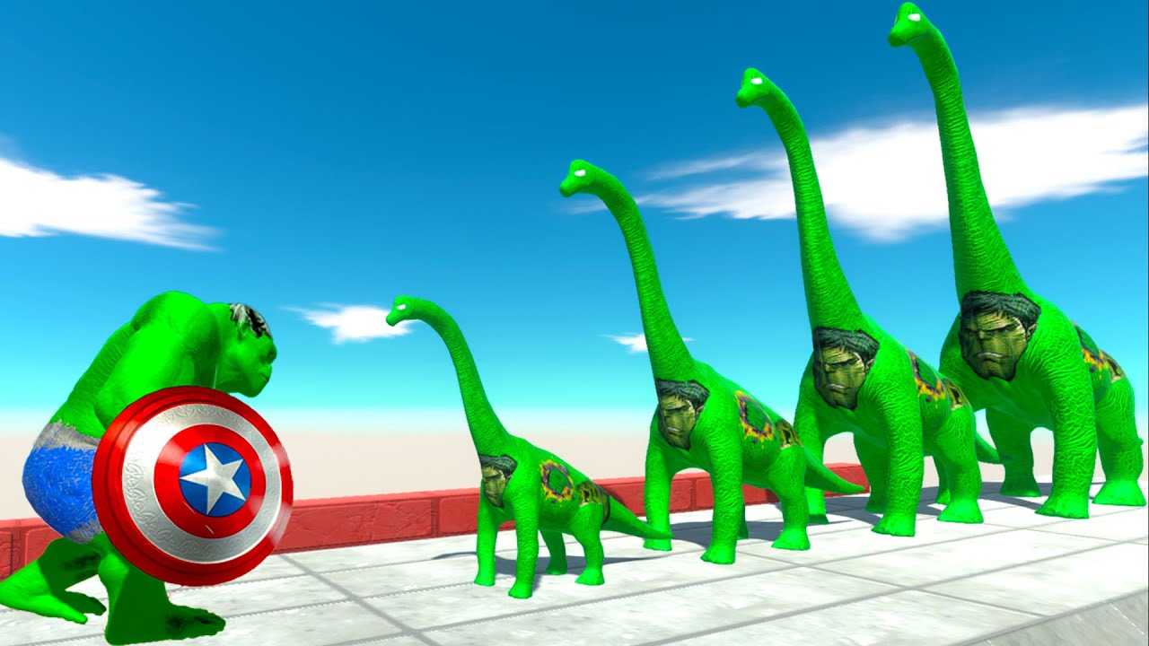 BATTLE 4 SIZE of HULK BRACHIOSAURUS - Animal Revolt Battle Simulator