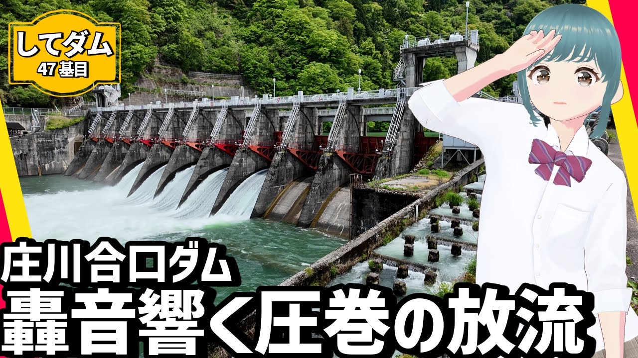 【庄川ダム巡り2025】庄川合口ダムの5門でも大迫力の放流を舟戸橋から完全収録！｜登録有形文化財【してダム47基目】