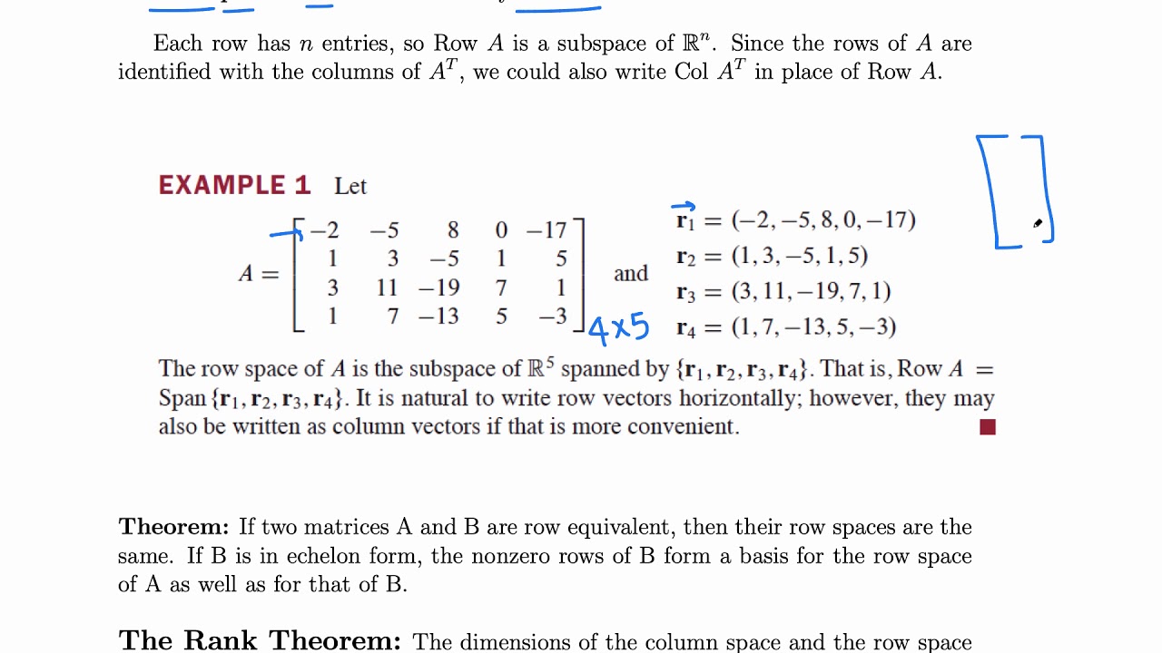 Linear Algebra: The Row Space