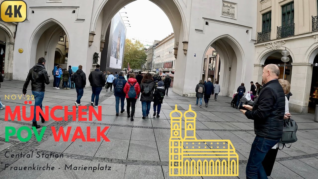 München | POV Walk in 4k | Munich Central Station to Frauenkirche with entrance and Marienplatz 🇩🇪
