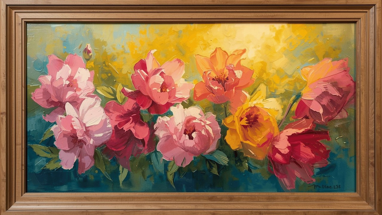 1 Hour Beautiful Floral Painting | Relaxing Art Screensaver for TV | Colorful Flowers 4K Wallpaper