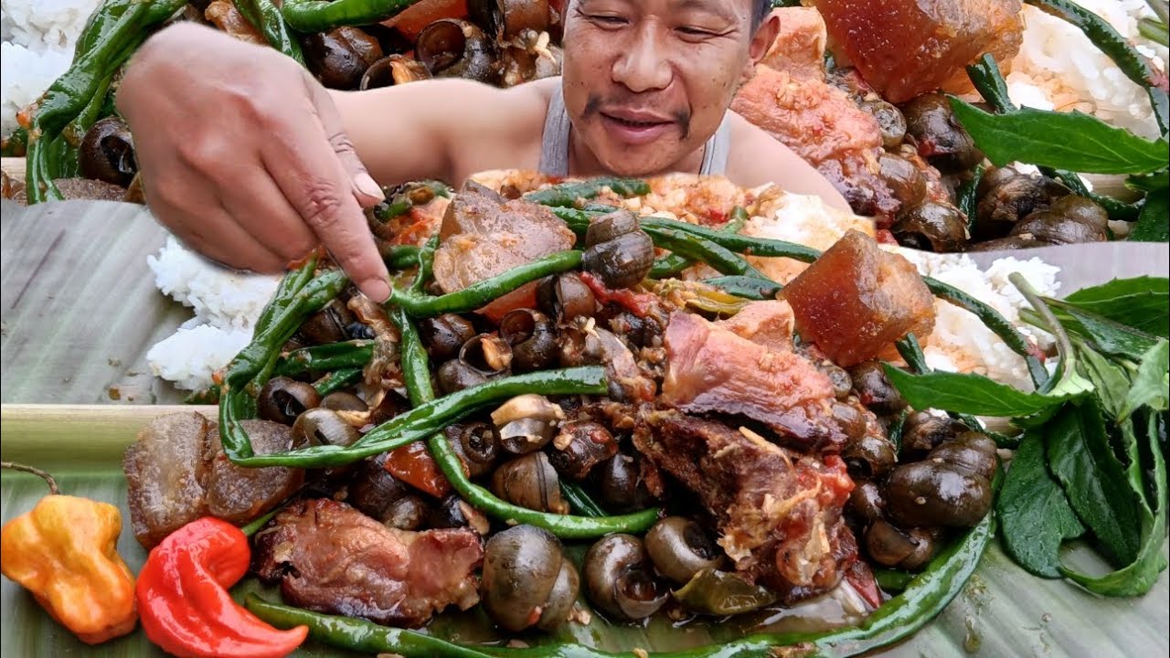 The Snail and smoked pork revolution // snail and   smoked pork recipe // Naga style mukbang