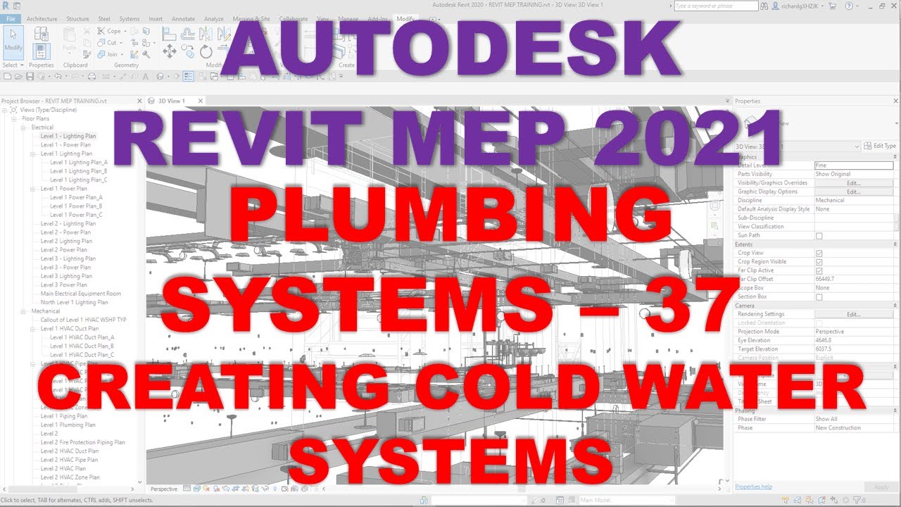 REVIT MEP 2021 - PLUMBING SYSTEMS - 37 CREATING THE COLD WATER SYSTEM