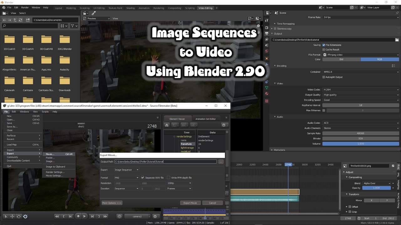 SFM - Blender 2.8x/2.9x - Image Sequences To Video Using Blender