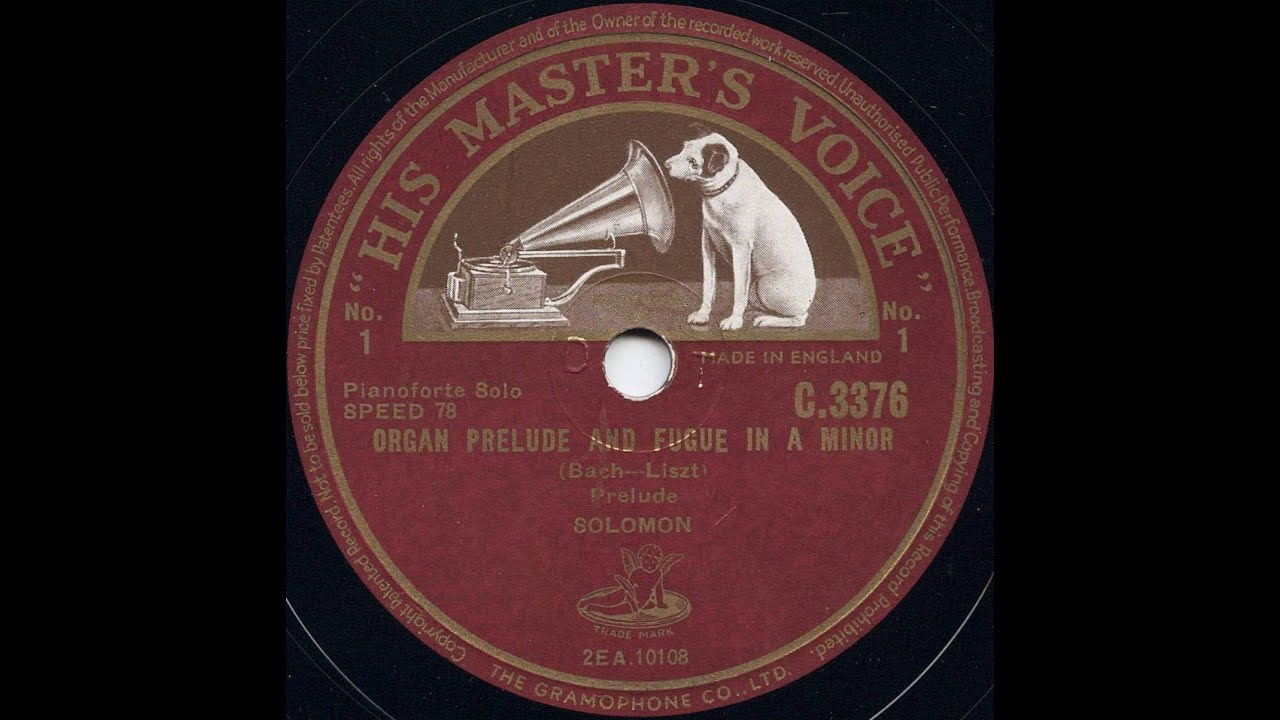 Prelude & Fugue in A minor (BWV 543) JS Bach/Liszt, Solomon Cutner (78 rpm, c 1944)
