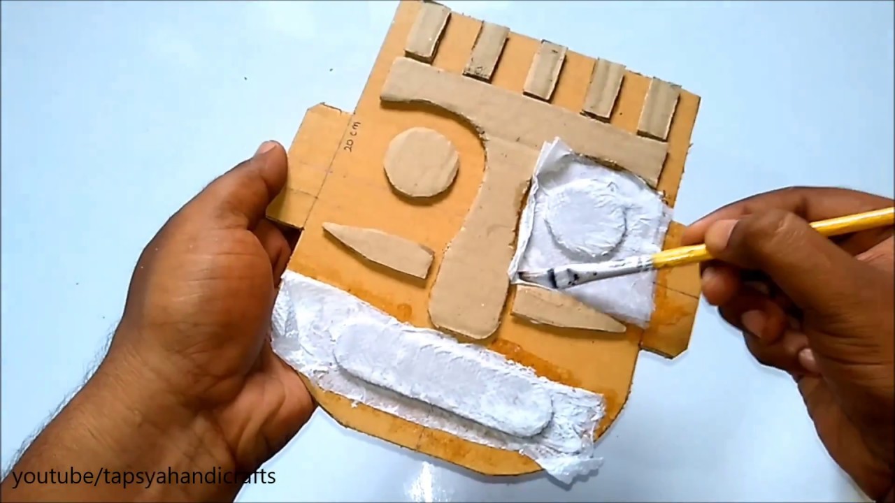 best out of waste | beautiful african terracotta mask with cardboard | a home decorative mask